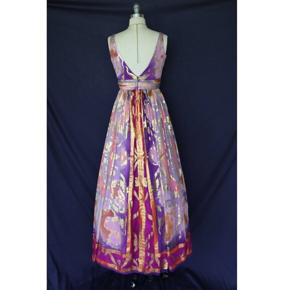 Elegant Purple and Gold Evening Gown - Picture 9 of 11